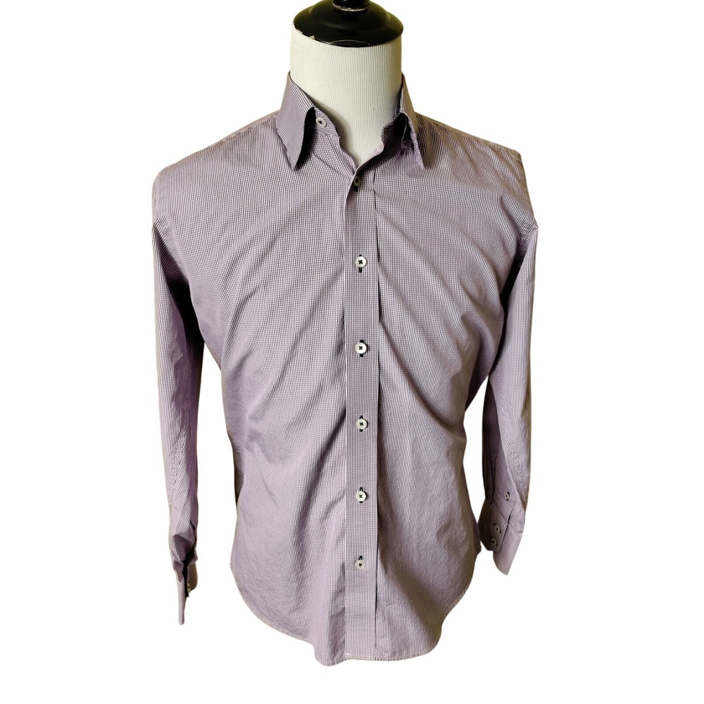 Touch By Ballin Men's Gray Check Dress Shirt Size Medium M